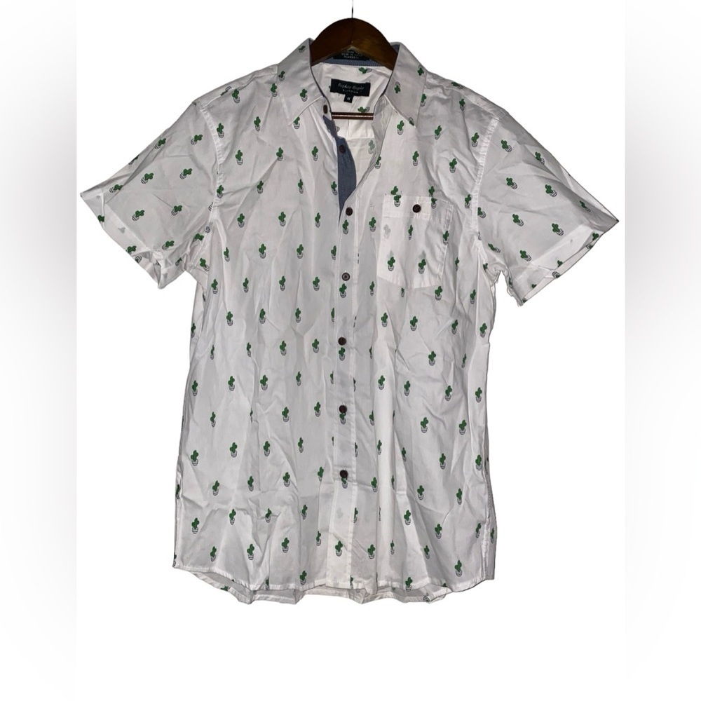 Eighty-Eight Platinum Cactus Short Sleeve Button Up Cotton Men M Shirt‎ Casual